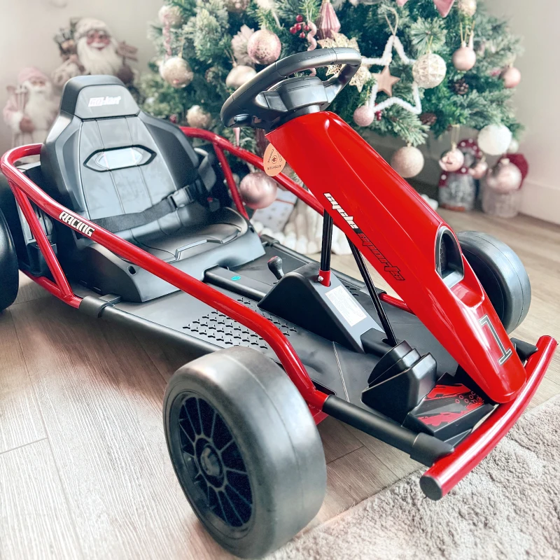Aosom 24V Electric Go Kart for Kids, Drift Ride-On Racing Go Kart with 2 Speeds, for Boys Girls Aged 8-12 Years Old, Red(m-13)