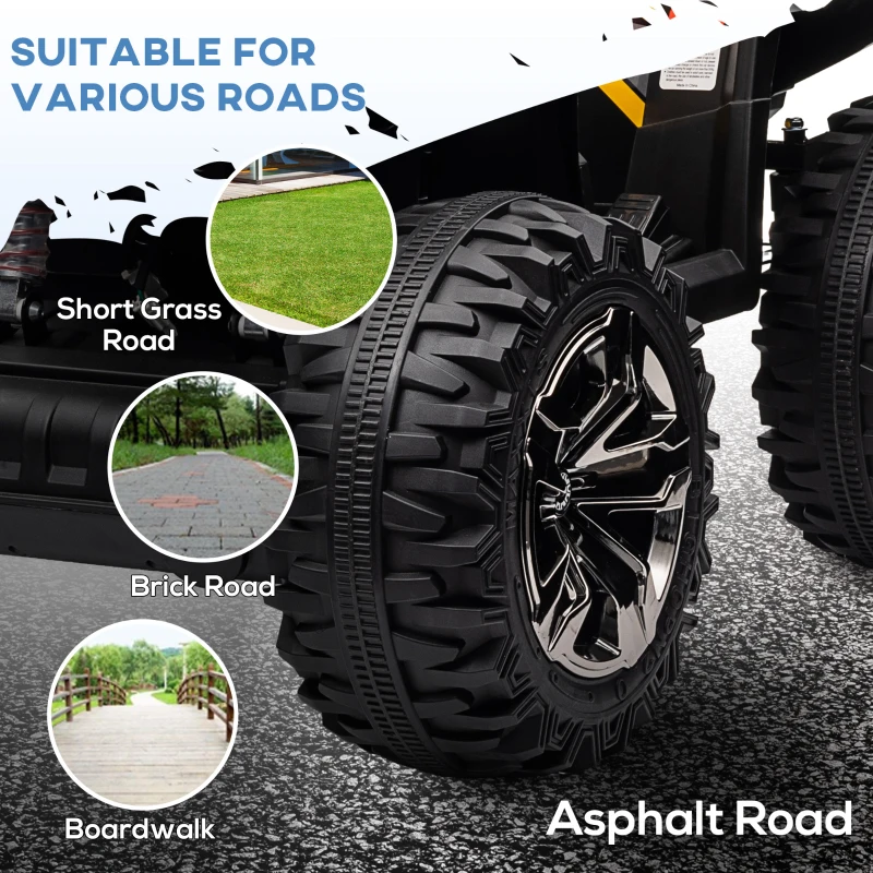Aosom 12V Kids Recharging Ride-on Electric ATV Quad w/ Realistic Headlights Wide Wheel, Yellow