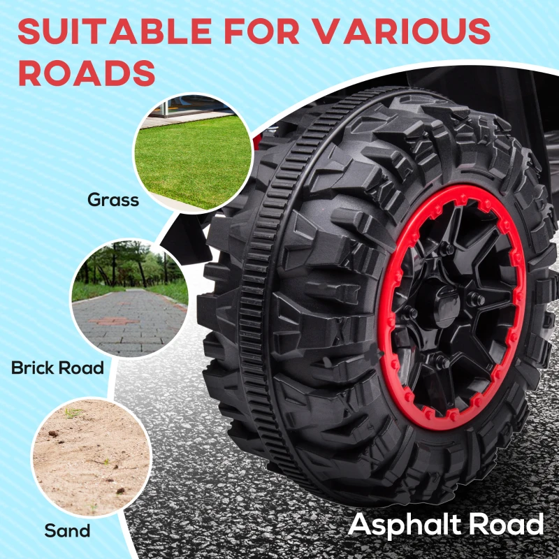 Aosom 12V Kids ATV Quad Car with Forward & Backward Function, Four Wheeler for Kids with Wear-Resistant Wheels, Music, Electric Ride-on ATV for Toddlers Ages 3+ Years Old, Red(m-7)