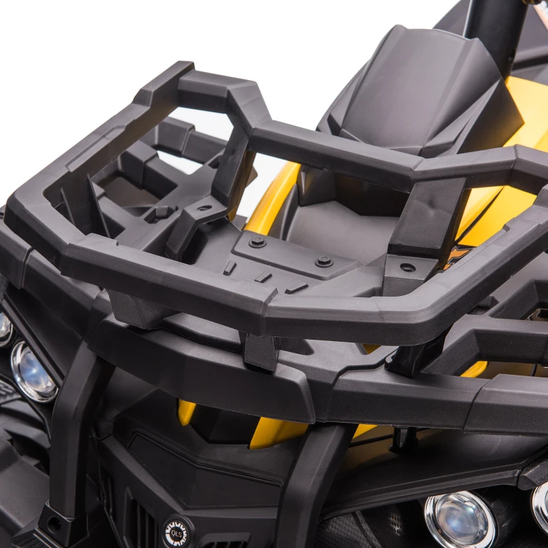 Aosom 12V Kids Recharging Ride-on Electric ATV Quad w/ Realistic Headlights Wide Wheel, Yellow