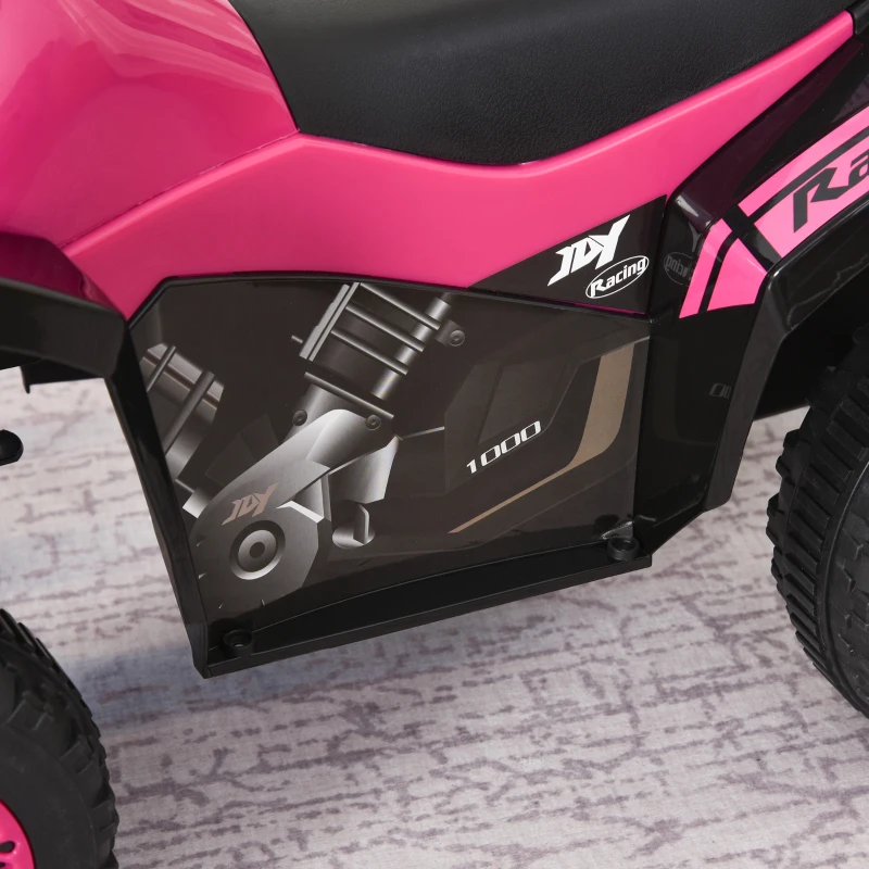 Aosom NO Power Kids Ride On Push Car, Ride Racer, Foot-to-floor Sliding Car, Walking ATV Toy with Music, Lights, for 1.5-3 Years Old, Pink