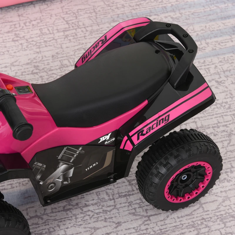 Aosom NO Power Kids Ride On Push Car, Ride Racer, Foot-to-floor Sliding Car, Walking ATV Toy with Music, Lights, for 1.5-3 Years Old, Pink