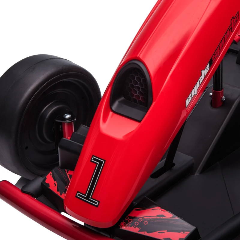 Aosom 24V Electric Go Kart for Kids, Drift Ride-On Racing Go Kart with 2 Speeds, for Boys Girls Aged 8-12 Years Old, Red(m-11)