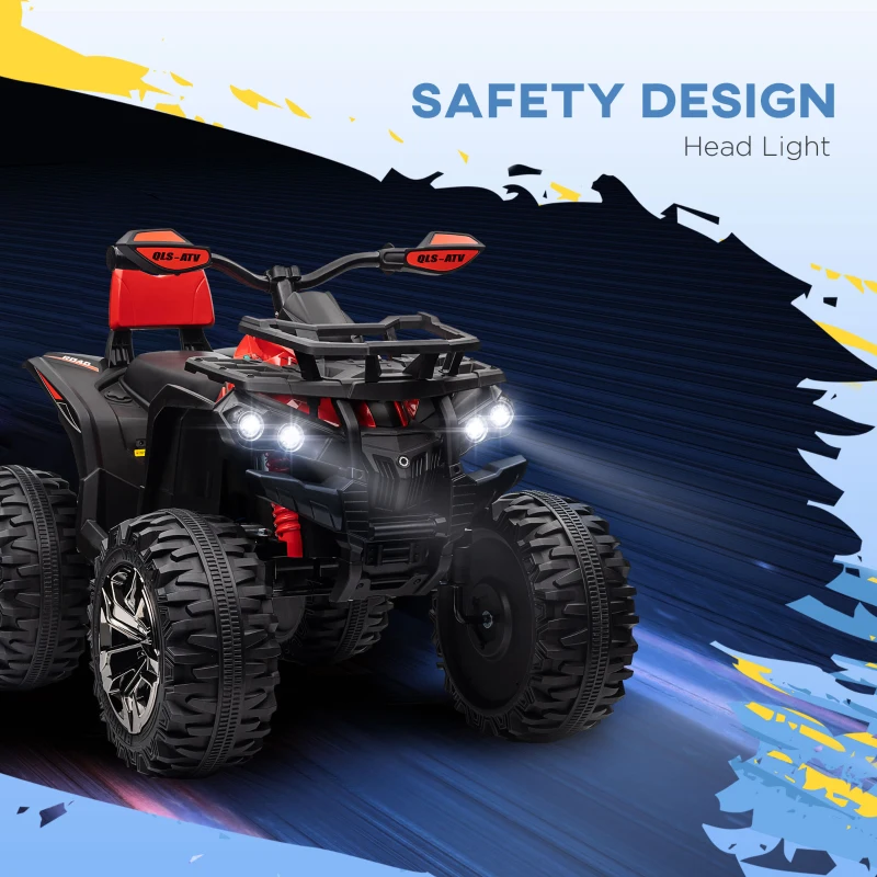 Aosom 12V 4 Wheeler Kids ATV with Music, Headlights for 37-60 Months Boys and Girls, Red