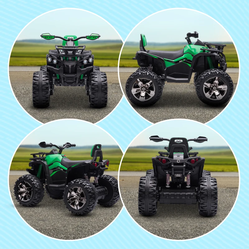Aosom 12V 4 Wheeler Kids ATV with Music, Headlights for 37-60 Months Boys and Girls, Green