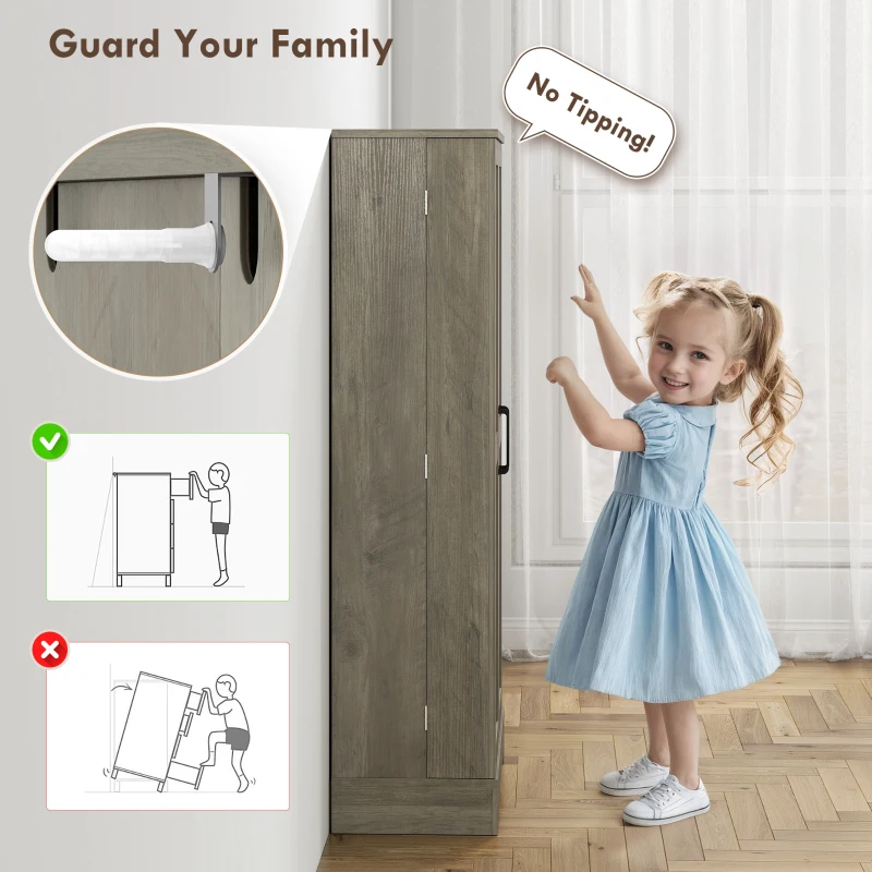 HOMCOM 50" Pantry Storage Cabinet, Farmhouse Kitchen Pantry Cabinet with Doors, Adjustable Shelves, Distressed Grey