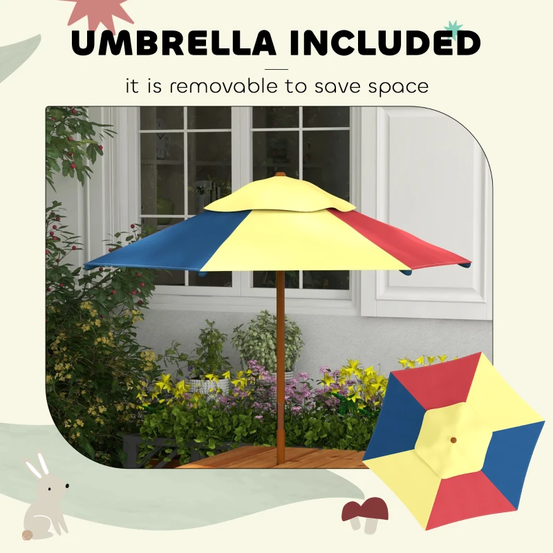 Outsunny Toddler Water Table Kids Sand & Water Table with Removable Foldable Umbrella for Patio Lawn Garden, Aged 3-6 Years Old
