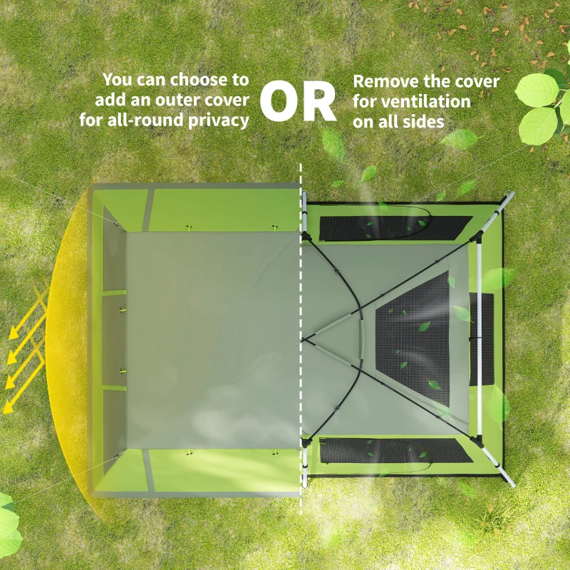 Outsunny Tunnel Tent Camping Shelter w/ Porch, Two Rooms, Lamp Hook, Portable Carry Bag, Green