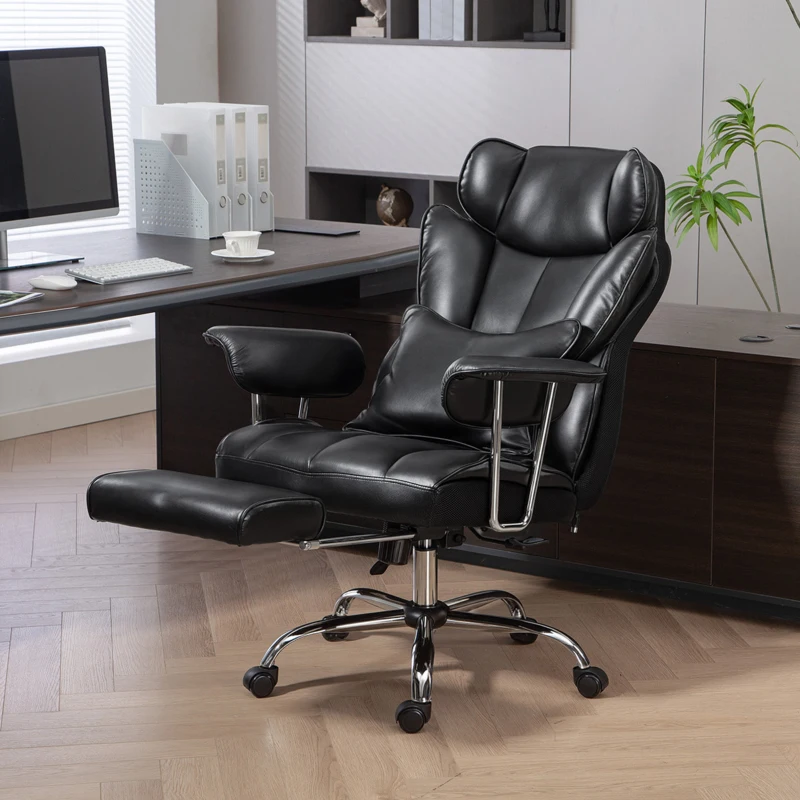 HOMCOM 400LBS Massage Office Chair, Executive Office Chair with 6-Point Vibration, Footrest and Lumbar Support, Black