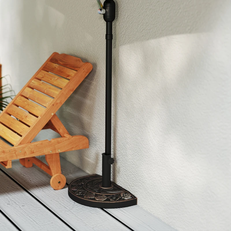 Outsunny 20 lbs Resin Half Round Patio Umbrella Base 20" Outdoor Decorative Parasol Stand Holder For Φ1.5", Φ1.9" Pole, Bronze