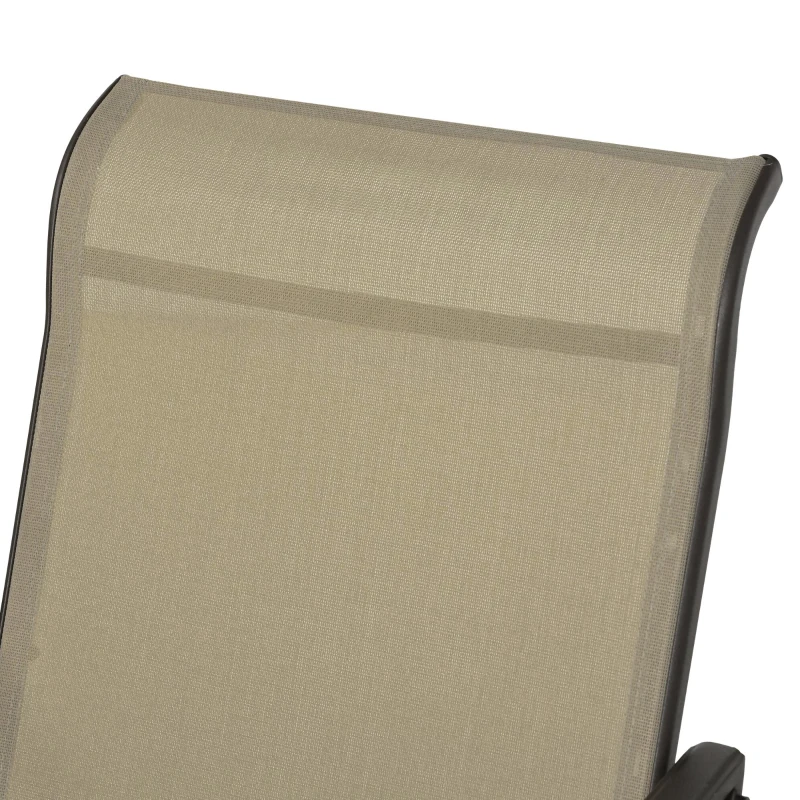 Outsunny 3PCs Gliding Rocking Chair & Bistro Tea Table Set, Grey