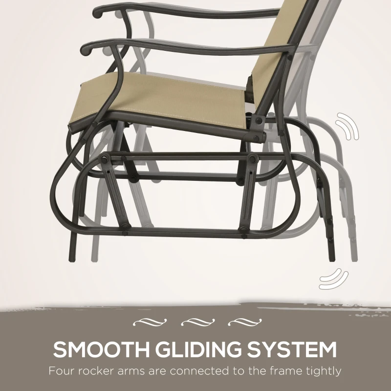 Outsunny 3PCs Gliding Rocking Chair & Bistro Tea Table Set, Grey