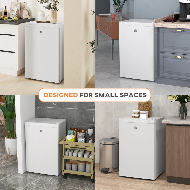 HOMCOM Upright Freezer, 3 Cu.Ft Mini Freezer with Reversible Single Door, Adjustable Thermostat for Home, Dorm, White