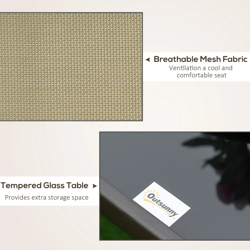 Outsunny 3PCs Gliding Rocking Chair & Bistro Tea Table Set, Grey