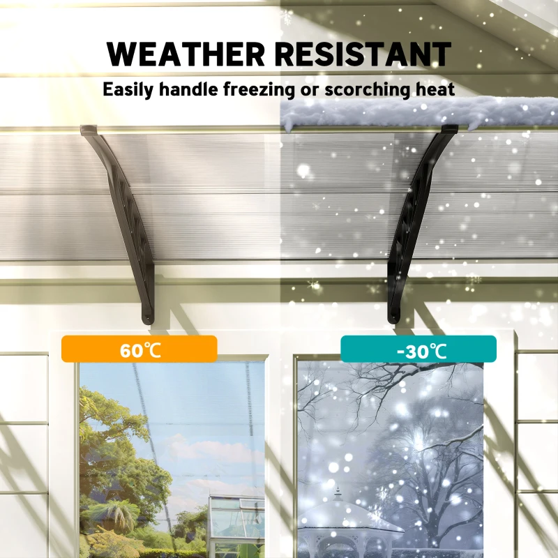 Outsunny Awning Door Canopy, 119.3" x 37.8", Polycarbonate Front Door Outdoor Patio Cover for UV Protection, Clear