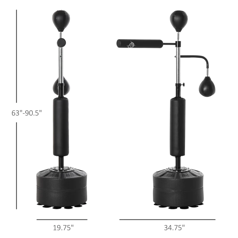 Soozier 4-in-1 Boxing Punching Bag Stand with 2 Speedballs, 360° Relax Bar, & PU-Wrapped Bag & Adjustable Height, Black