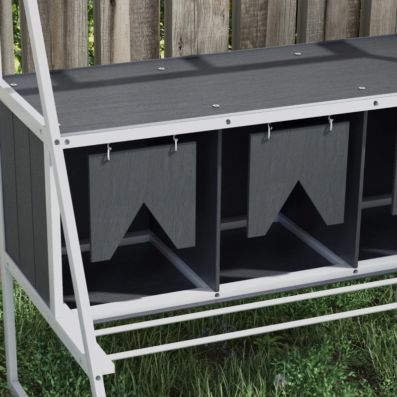 PawHut 3 Compartments Nesting Boxes for Chickens with Privacy Curtains, Standing Perches, Up to 6-12 Hens