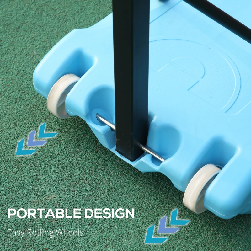 Soozier Poolside Basketball Hoop Stand, 36.5"-48.5" Height Adjustable Portable Hoop System Goal Stand, w/ Clear Backboard & Fillable Base for Adults & Teens, Blue