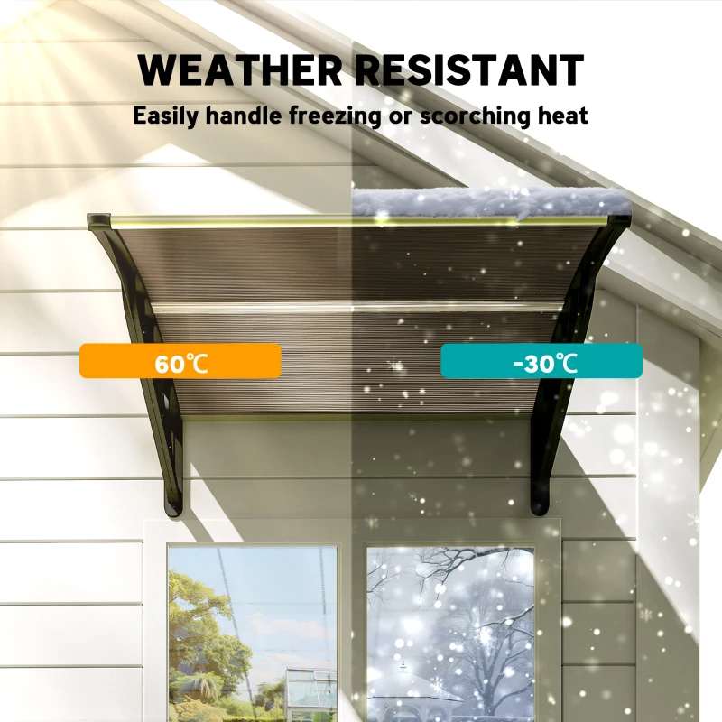 Outsunny Awning Door Canopy, 40.6" x 38" Polycarbonate Front Door Outdoor Patio Cover with Hollow Sheet for UV Protection, Brown