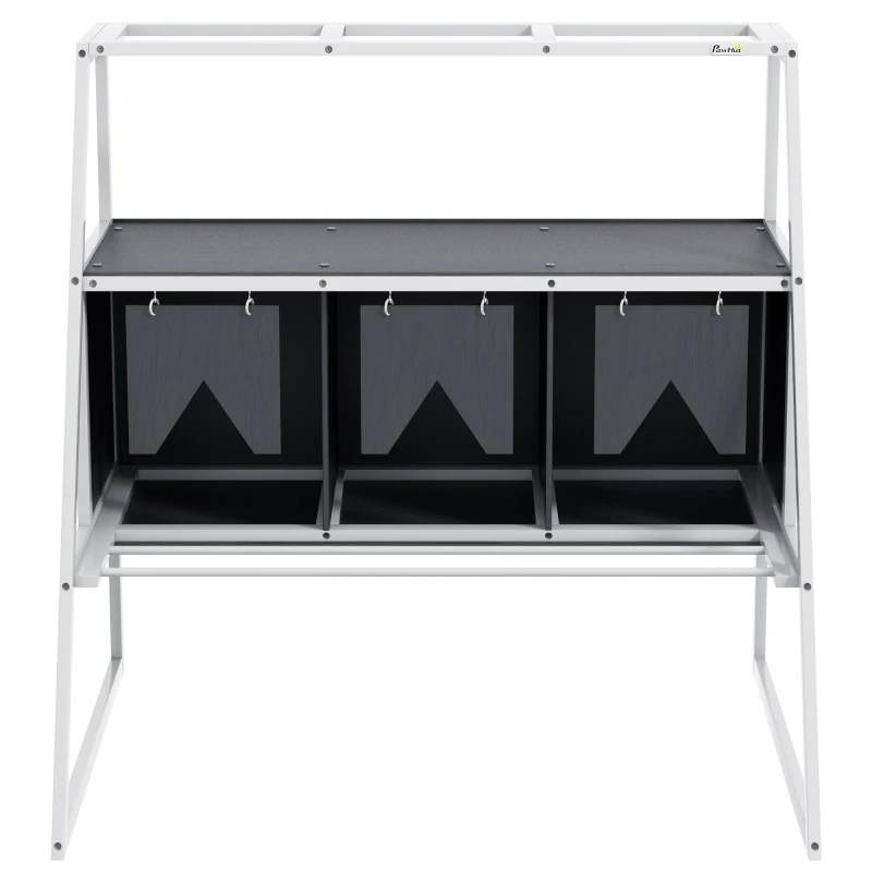 PawHut 3 Compartments Nesting Boxes for Chickens with Privacy Curtains, Standing Perches, Up to 6-12 Hens