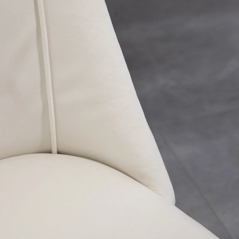 HOMCOM Upholstered Dining Chairs Set of 4, Velvet Accent Chair with Back and Wood-grain Steel Leg for Kitchen, Cream White