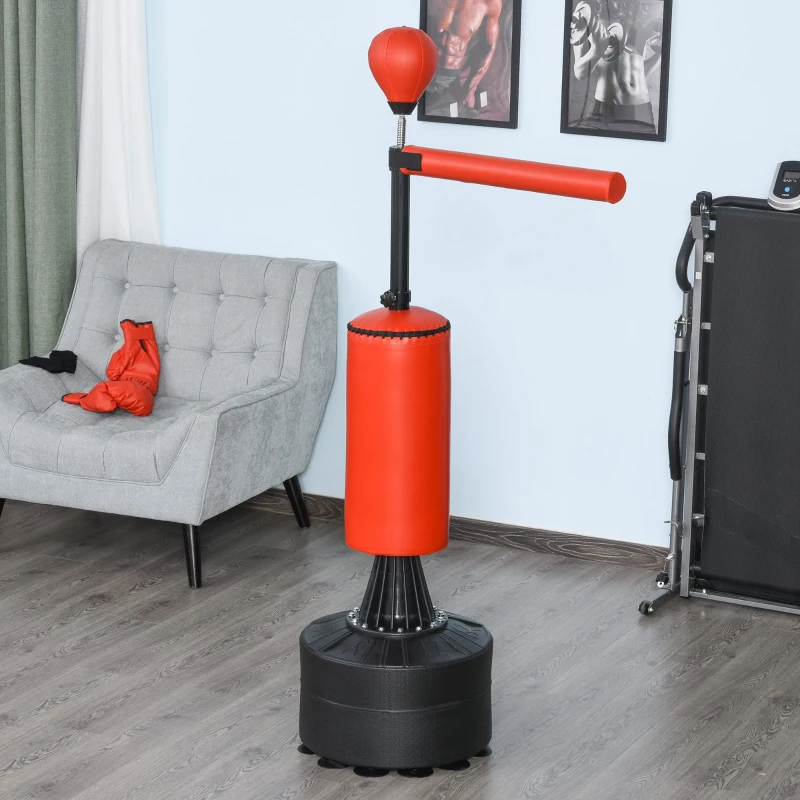 Soozier Boxing Bag, Freestanding Punching Bag with Speed Ball, Rotating Boxing Bar and Gloves, Weighted Base