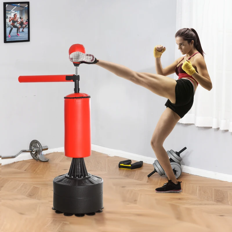 Soozier Boxing Bag, Freestanding Punching Bag with Speed Ball, Rotating Boxing Bar and Gloves, Weighted Base