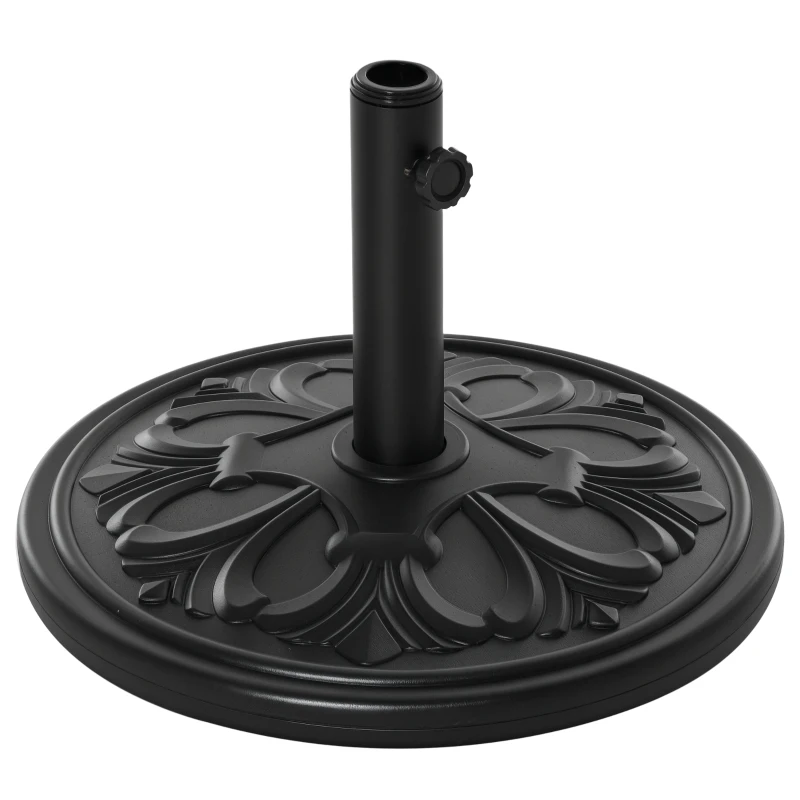 Outsunny 29lbs Cement Round Umbrella Base Heavy Duty 19" HDPE Parasol Stand, Black