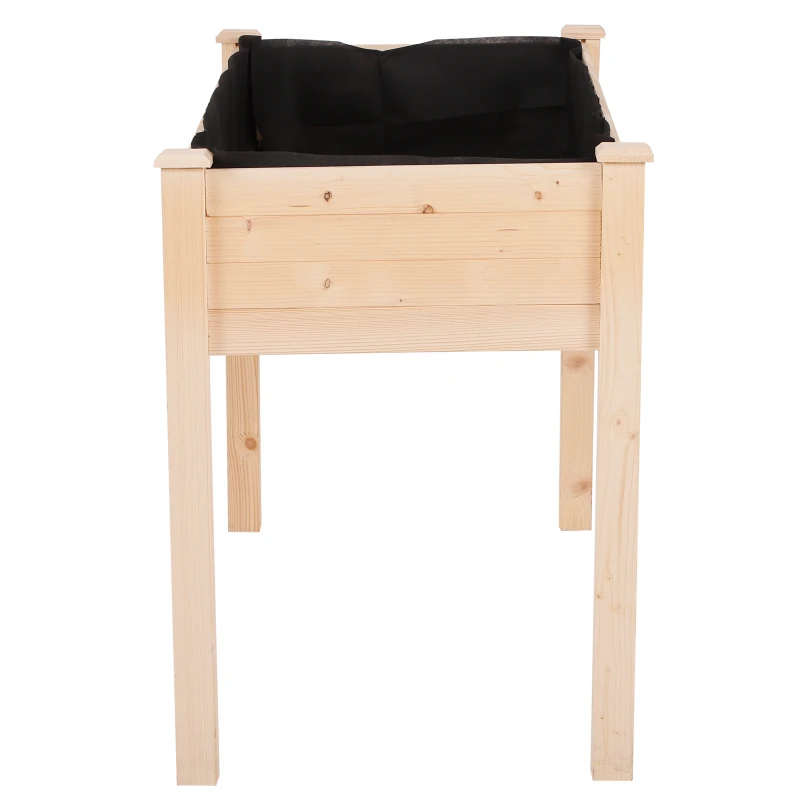 Outsunny Raised Garden Bed with Legs, 48" x 22" x 30", Elevated Wooden Planter Box, Self-Draining with Bed Liner for Vegetables, Herbs, and Flowers Backyard, Patio, Balcony Use, Natural