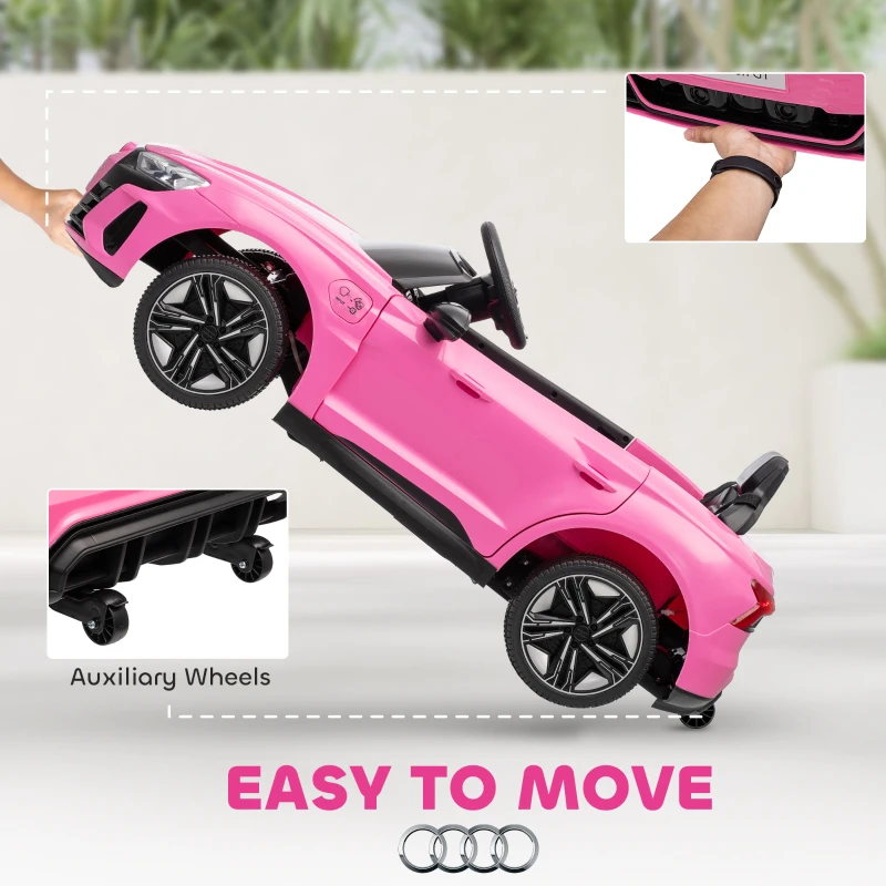 Aosom Licensed Audi RS e-tron GT 12V Ride On Car Truck for Kids, Electric Car Ride On Vehicle w/Parent Remote Control, Music, Lights, for Toddlers, Pink