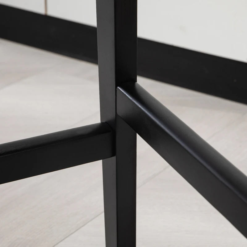 HOMCOM Bar Stools Set of 2, PU Leather Counter Height Barstools, Bar Chairs with Footrest and Solid Wood Legs, Black