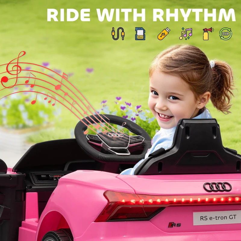 Aosom Licensed Audi RS e-tron GT 12V Ride On Car Truck for Kids, Electric Car Ride On Vehicle w/Parent Remote Control, Music, Lights, for Toddlers, Pink