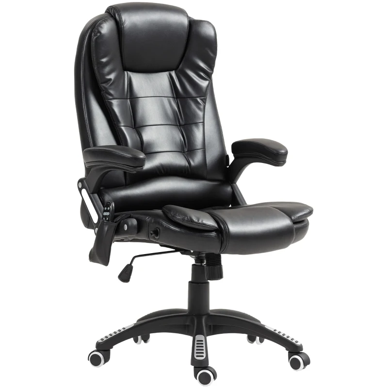 Vinsetto Reclining Massage Office Chair, Executive Office Chair with High Back, Swivel Wheels, Black