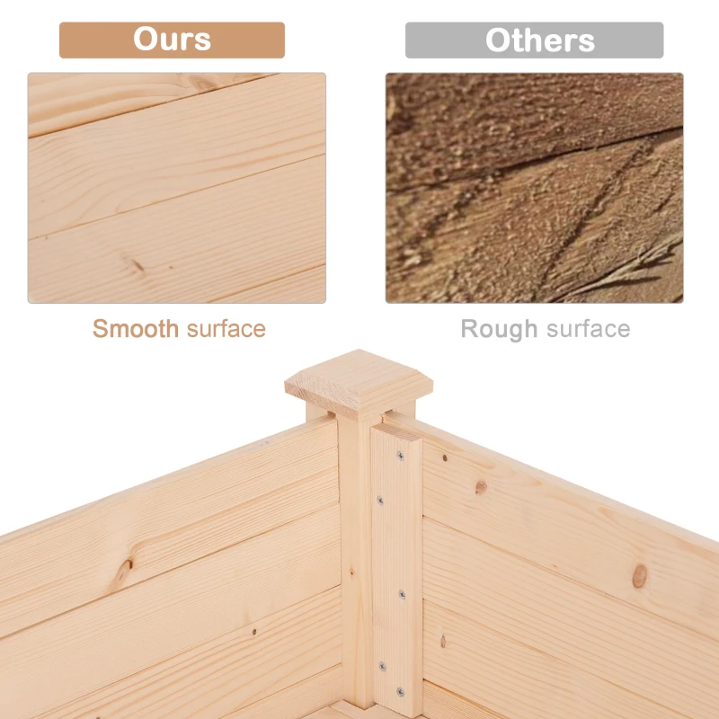 Outsunny 48" x 22" x 30" Wooden Patio Raised Garden Bed Planter, Elevated Planter Box with Legs, Outdoor Flower Stand with Inner Bag, Natural Wood Colour