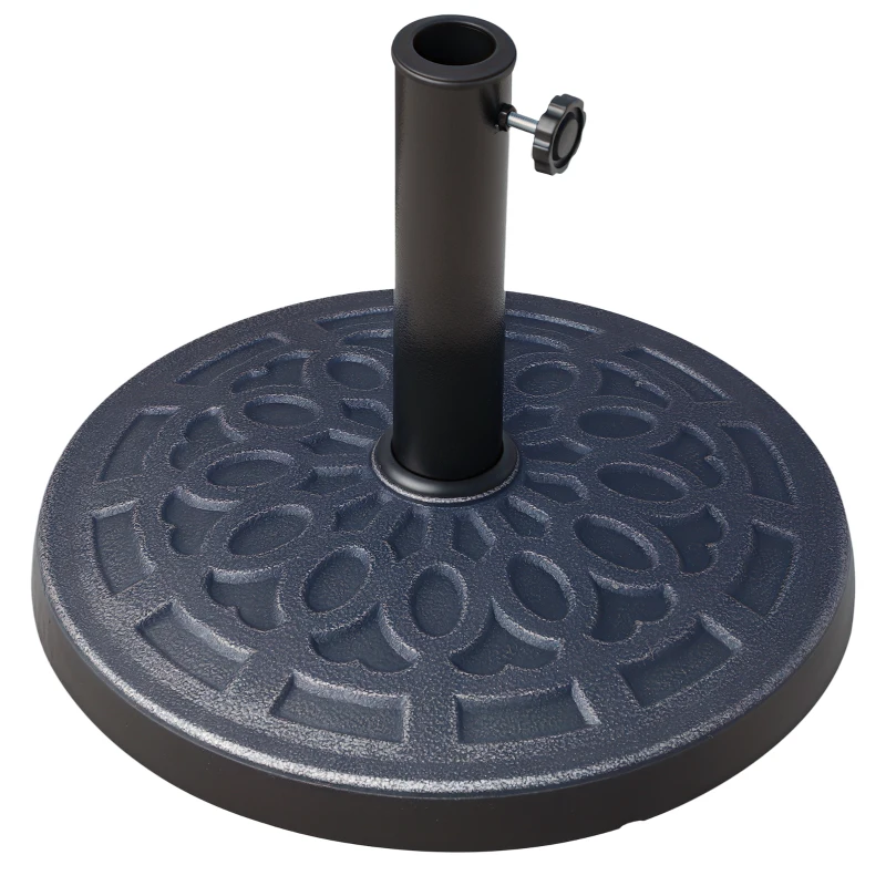 Outsunny 26 lbs Resin Round Umbrella Base Stand Market Parasol Holder with Beautiful Decorative Pattern, for Φ1.5", Φ1.89" Pole, for Lawn, Deck, Backyard, Garden, Bronze