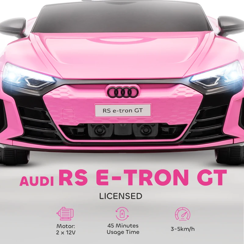 Aosom Licensed Audi RS e-tron GT 12V Ride On Car Truck for Kids, Electric Car Ride On Vehicle w/Parent Remote Control, Music, Lights, for Toddlers, Pink