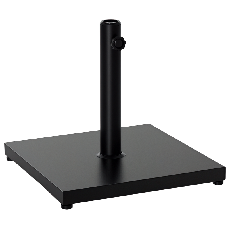 Outsunny 40 lbs Steel Square Umbrella Base Stand w/ Adjustable Knob Parasol Stand Garden Patio Outdoor Home, Black
