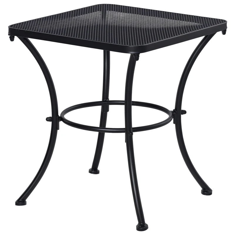 Outsunny 18"x18"x20" Square Garden Metal Bistro Table Outdoor Patio Coffee Side Desk, Black
