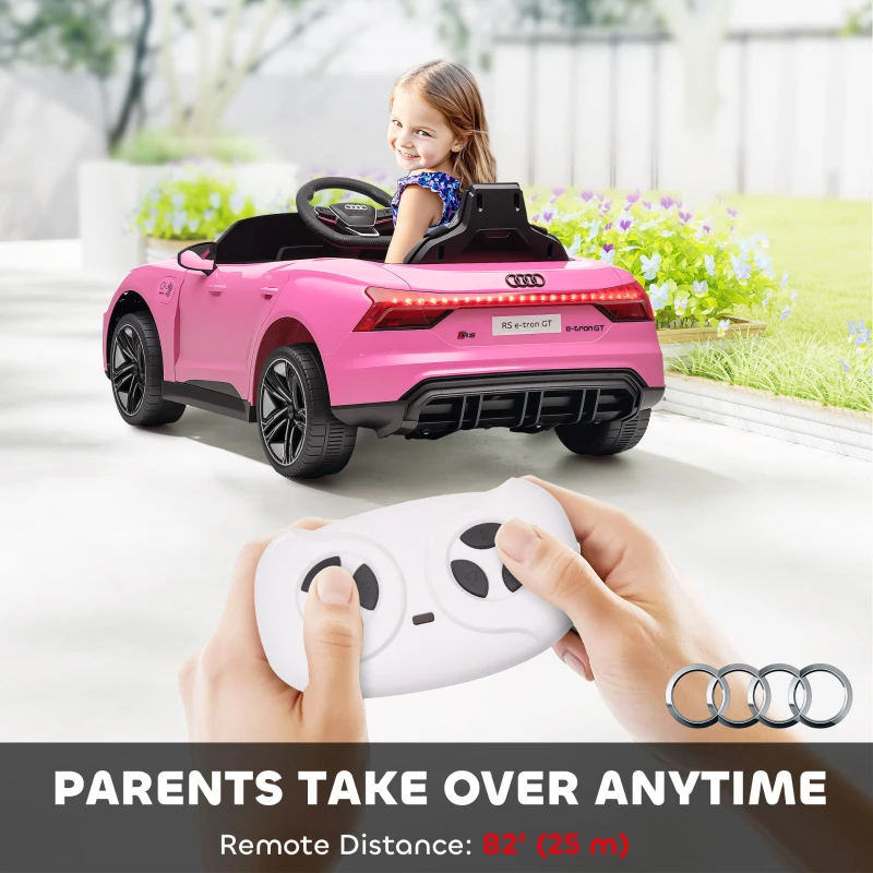 Aosom Licensed Audi RS e-tron GT 12V Ride On Car Truck for Kids, Electric Car Ride On Vehicle w/Parent Remote Control, Music, Lights, for Toddlers, Pink