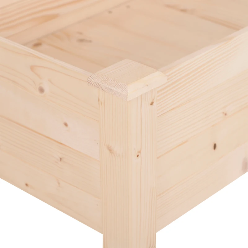 Outsunny 48" x 22" x 30" Wooden Patio Raised Garden Bed Planter, Elevated Planter Box with Legs, Outdoor Flower Stand with Inner Bag, Natural Wood Colour