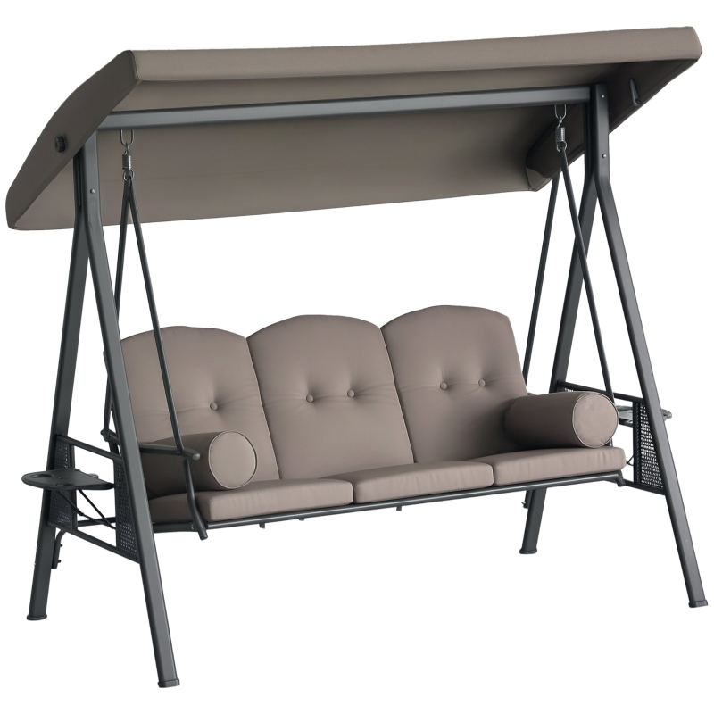 yuujnyuujn0612 Outsunny Outdoor Patio 3 Seat Steel Canopy Cushioned Bench