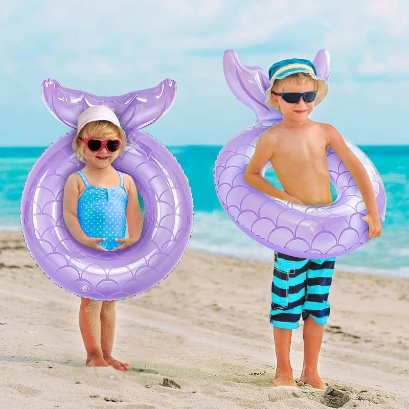 Cute Pool Float Tube with Leak-Proof Valve, Durable PVC Material, MoKo Inflatable Swimming Ring for Kids, 23"L x 23"W, Purple