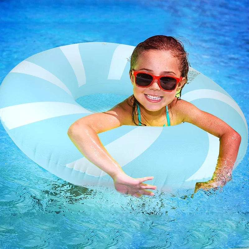Inflatable Pool Float for Adults and Kids, Durable Polyvinyl Chloride Swimming Ring, Perfect for Beach and Pool Parties, 30" L x 30" W, Blue