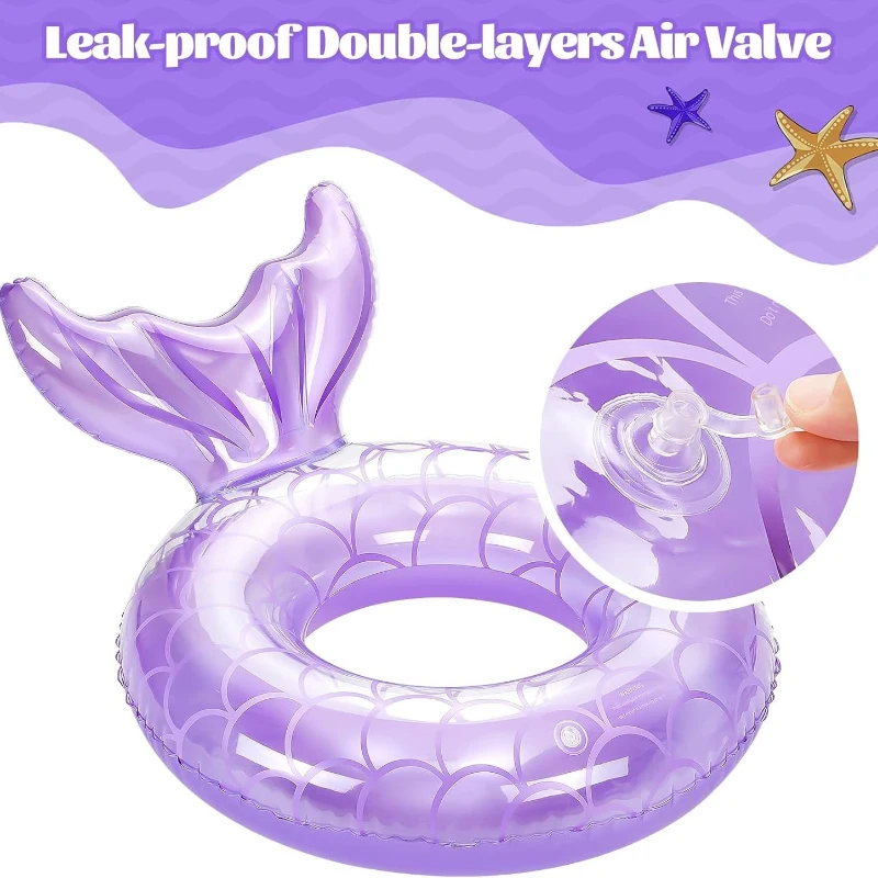 Cute Pool Float Tube with Leak-Proof Valve, Durable PVC Material, MoKo Inflatable Swimming Ring for Kids, 23"L x 23"W, Purple