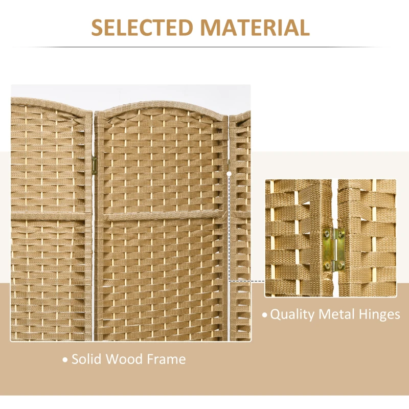 HOMCOM Folding Room Divider Screen 8 Panel 5.6 ' Tall Privacy Screen Freestanding Room Partition for Home Office, Nature Wood