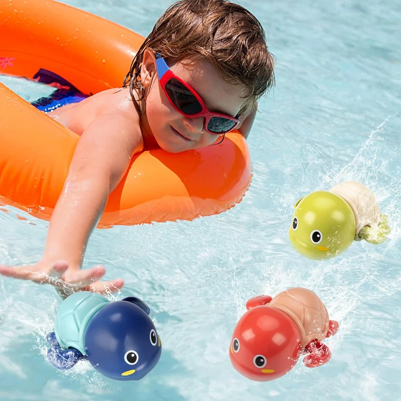 3 Pack TOHIBEE Cute Swimming Turtle Bath Toys for Toddlers, Floating Wind Up Toys for Baby Bathtub and Pool, 3.5" L x 3" W x 2" H, Multicolor