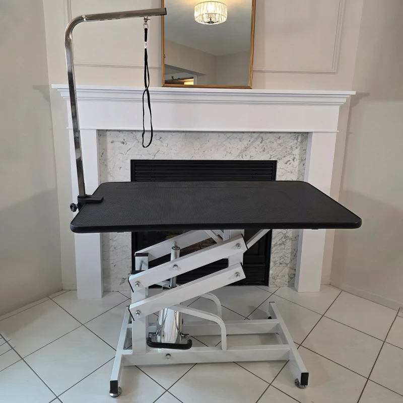 PawHut Pet Grooming Table, Height Adjustable Dog Grooming Table with Arm, Noose and Non-Slip Grooming Table, Black