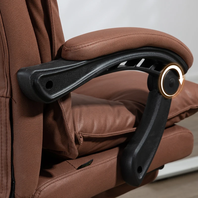 Vinsetto Executive Massage Office Chair with 6 Vibration Points, Microfiber Computer Desk Chair, Heated Reclining Chair with Footrest, Armrest, Double Padding, Brown