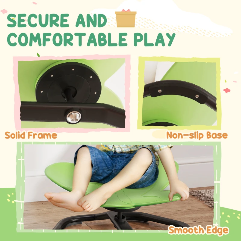 Qaba Butterfly-Shaped Kids Swivel Chair, Non-Slip Sit and Spin Sensory Chair for Training Body Coordination, Green