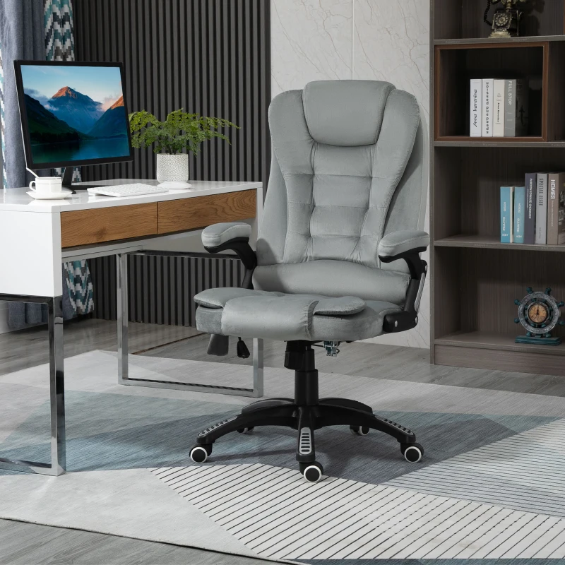 Vinsetto Ergonomic Vibrating Massage Office Chair High Back Executive Chair with 6 Point Reclining Backrest Padded Armrest Grey